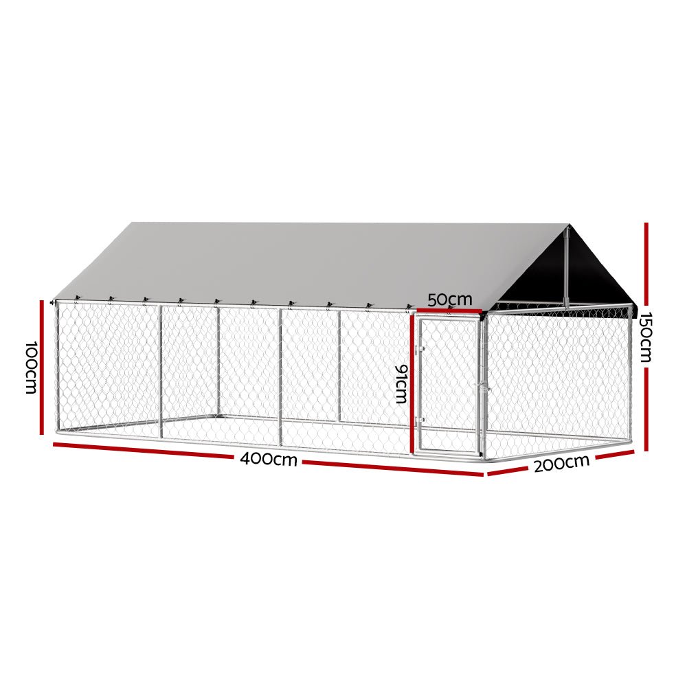 Dog Kennel Large House XL Pet Run Cage Puppy Outdoor Enclosure 2Mx4M - Pet Care > Dog Supplies > Dog Kennels - Rivercity House & Home Co. (ABN 18 642 972 209) - Affordable Modern Furniture Australia