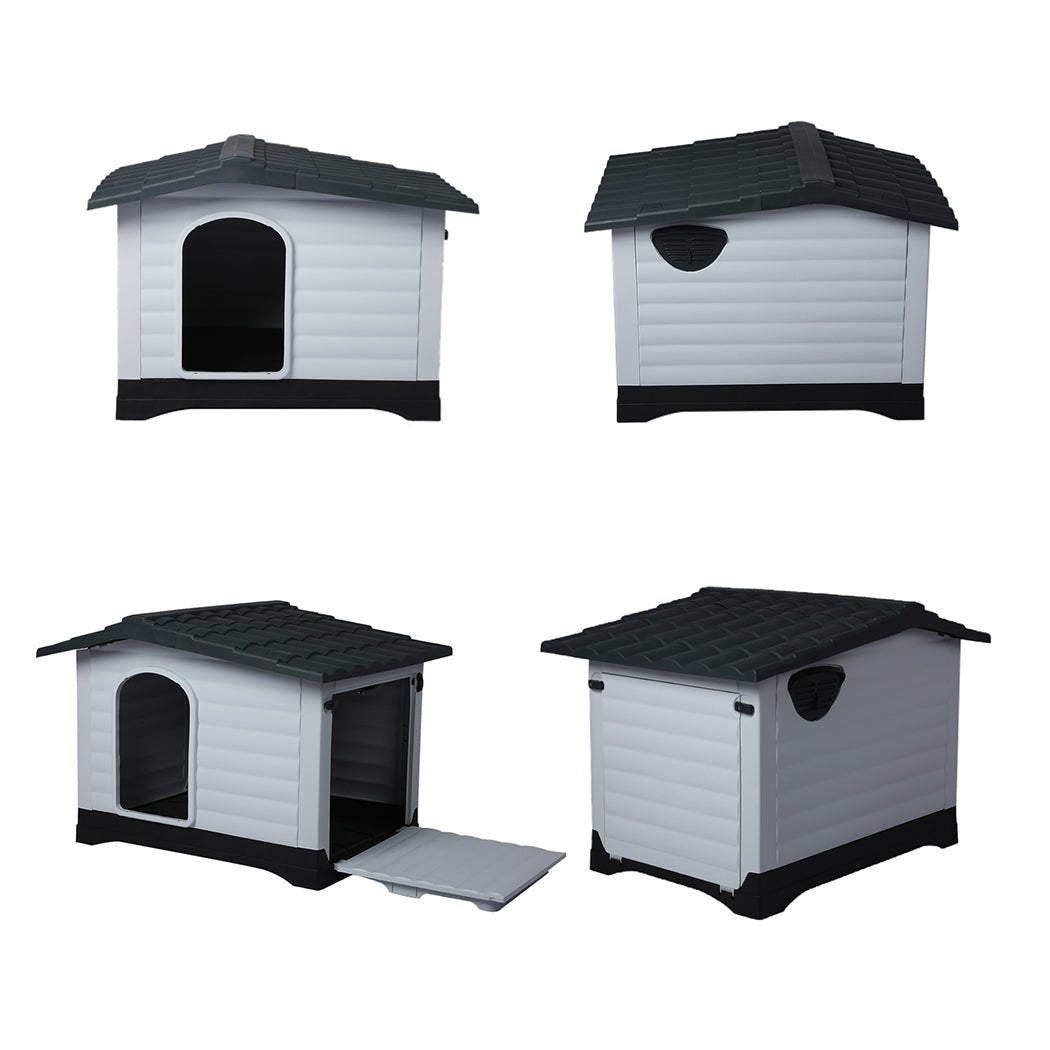 Dog Kennel Plastic Indoor Outdoor with Fold - Down Door - Grey - Rivercity House & Home Co. (ABN 18 642 972 209) - Affordable Modern Furniture Australia