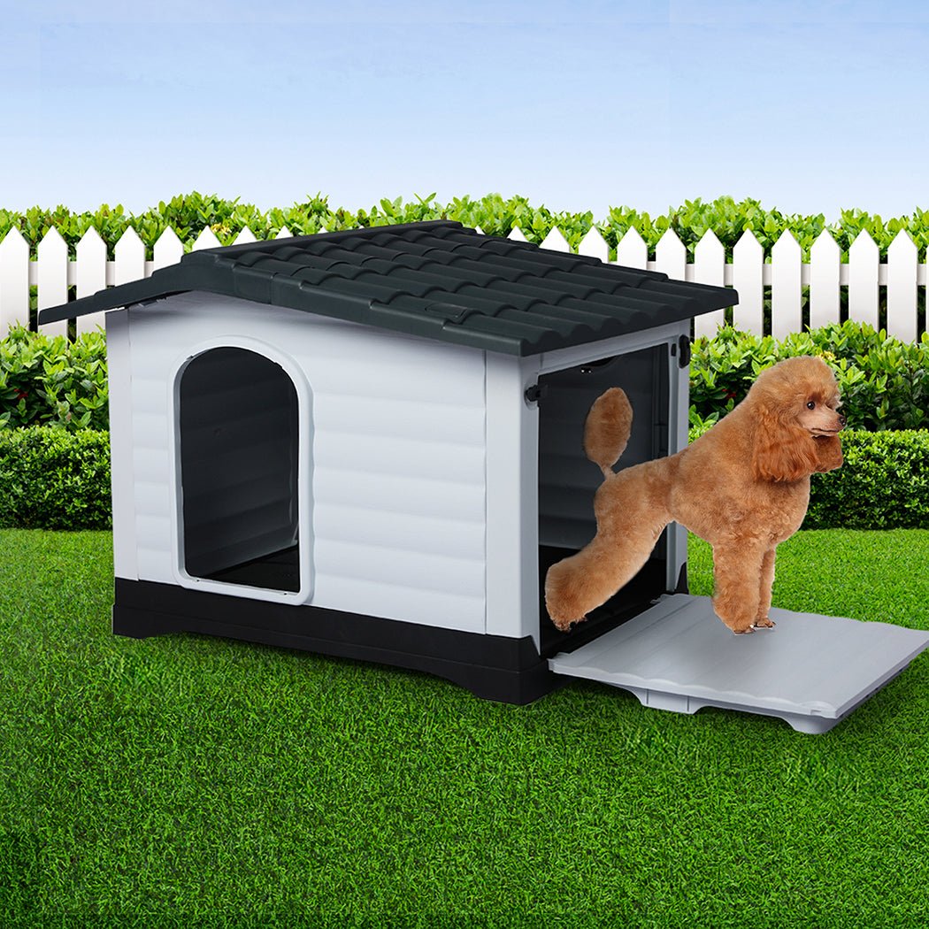 Dog Kennel Plastic Indoor Outdoor with Fold - Down Door - Grey - Rivercity House & Home Co. (ABN 18 642 972 209) - Affordable Modern Furniture Australia
