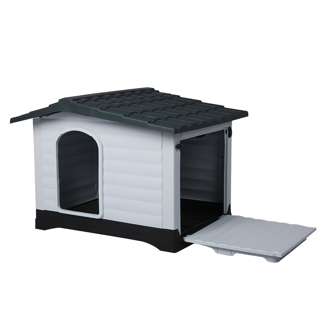 Dog Kennel Plastic Indoor Outdoor with Fold - Down Door - Grey - Rivercity House & Home Co. (ABN 18 642 972 209) - Affordable Modern Furniture Australia