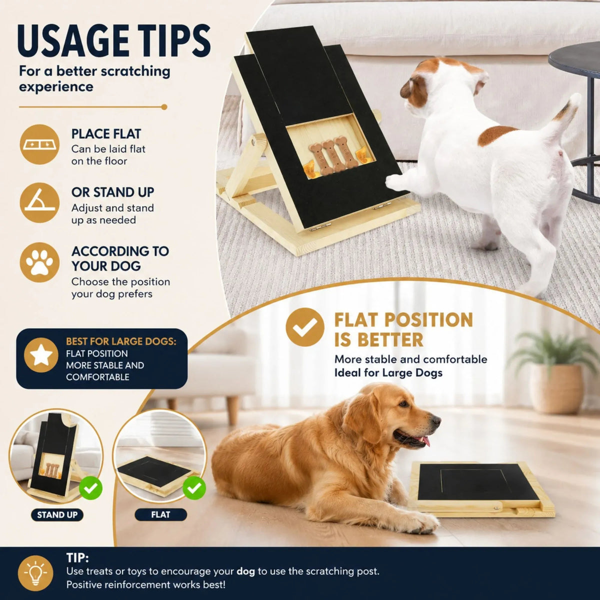 Dog Nail Scratch Board with Adjustable Height and Treat Drawer - Natural Wood - Pet Care > Cat Supplies > Cat Scratchers - Rivercity House & Home Co. (ABN 18 642 972 209) - Affordable Modern Furniture Australia