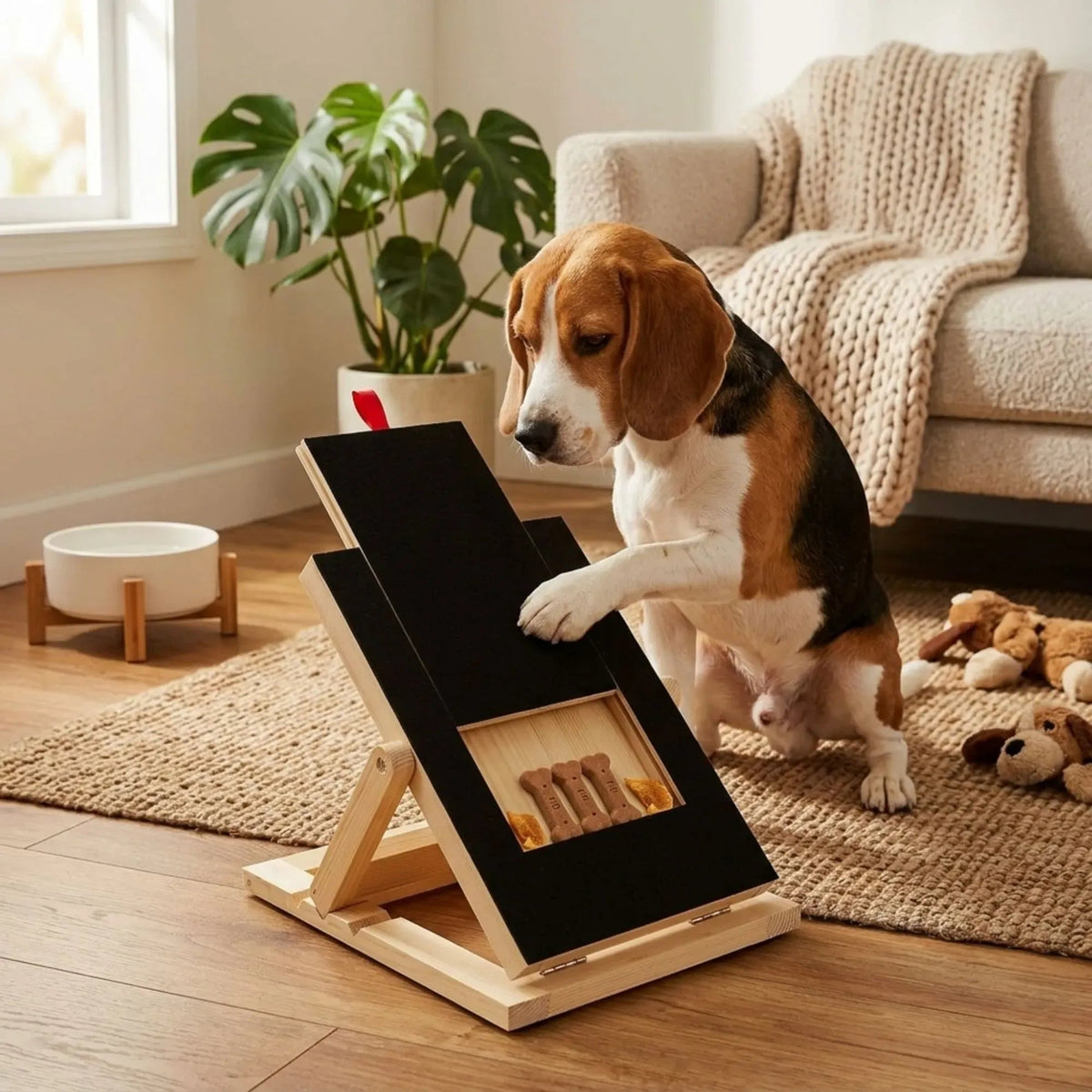 Dog Nail Scratch Board with Adjustable Height and Treat Drawer - Natural Wood - Pet Care > Cat Supplies > Cat Scratchers - Rivercity House & Home Co. (ABN 18 642 972 209) - Affordable Modern Furniture Australia