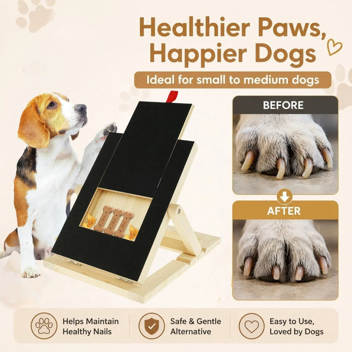 Dog Nail Scratch Board with Adjustable Height and Treat Drawer - Natural Wood - Pet Care > Cat Supplies > Cat Scratchers - Rivercity House & Home Co. (ABN 18 642 972 209) - Affordable Modern Furniture Australia