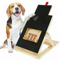 Dog Nail Scratch Board with Adjustable Height and Treat Drawer - Natural Wood