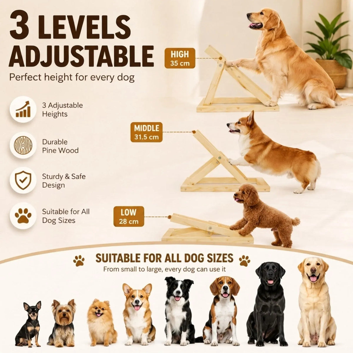 Dog Nail Scratch Board with Adjustable Height and Treat Drawer - Natural Wood - Pet Care > Cat Supplies > Cat Scratchers - Rivercity House & Home Co. (ABN 18 642 972 209) - Affordable Modern Furniture Australia