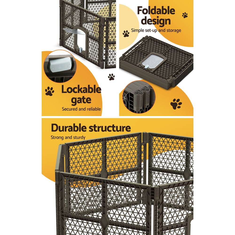 Dog Playpen Enclosure 6 Panel Pet Fence Plastic Play Pen - Pet Care > Dog Supplies > Dog Playpens & Gates - Rivercity House & Home Co. (ABN 18 642 972 209) - Affordable Modern Furniture Australia