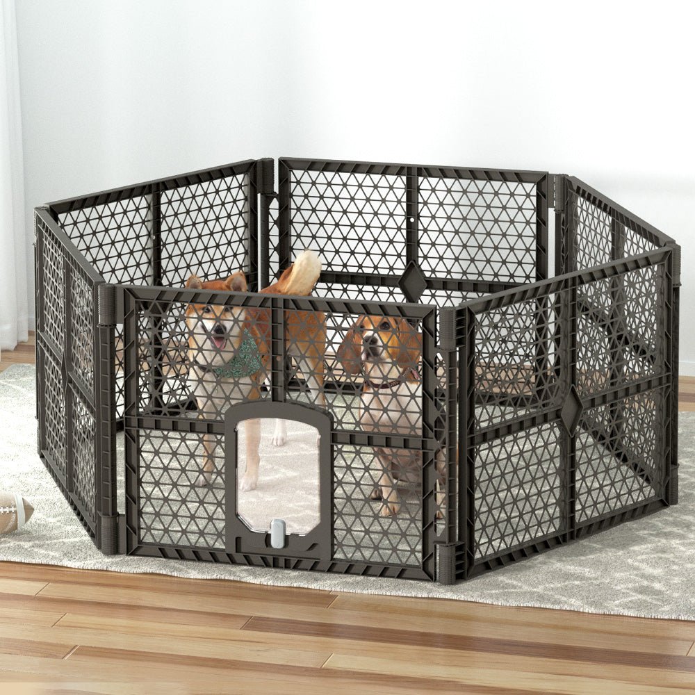 Dog Playpen Enclosure 6 Panel Pet Fence Plastic Play Pen - Pet Care > Dog Supplies > Dog Playpens & Gates - Rivercity House & Home Co. (ABN 18 642 972 209) - Affordable Modern Furniture Australia