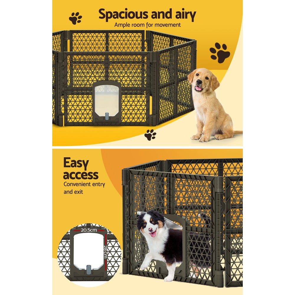 Dog Playpen Enclosure 6 Panel Pet Fence Plastic Play Pen - Pet Care > Dog Supplies > Dog Playpens & Gates - Rivercity House & Home Co. (ABN 18 642 972 209) - Affordable Modern Furniture Australia
