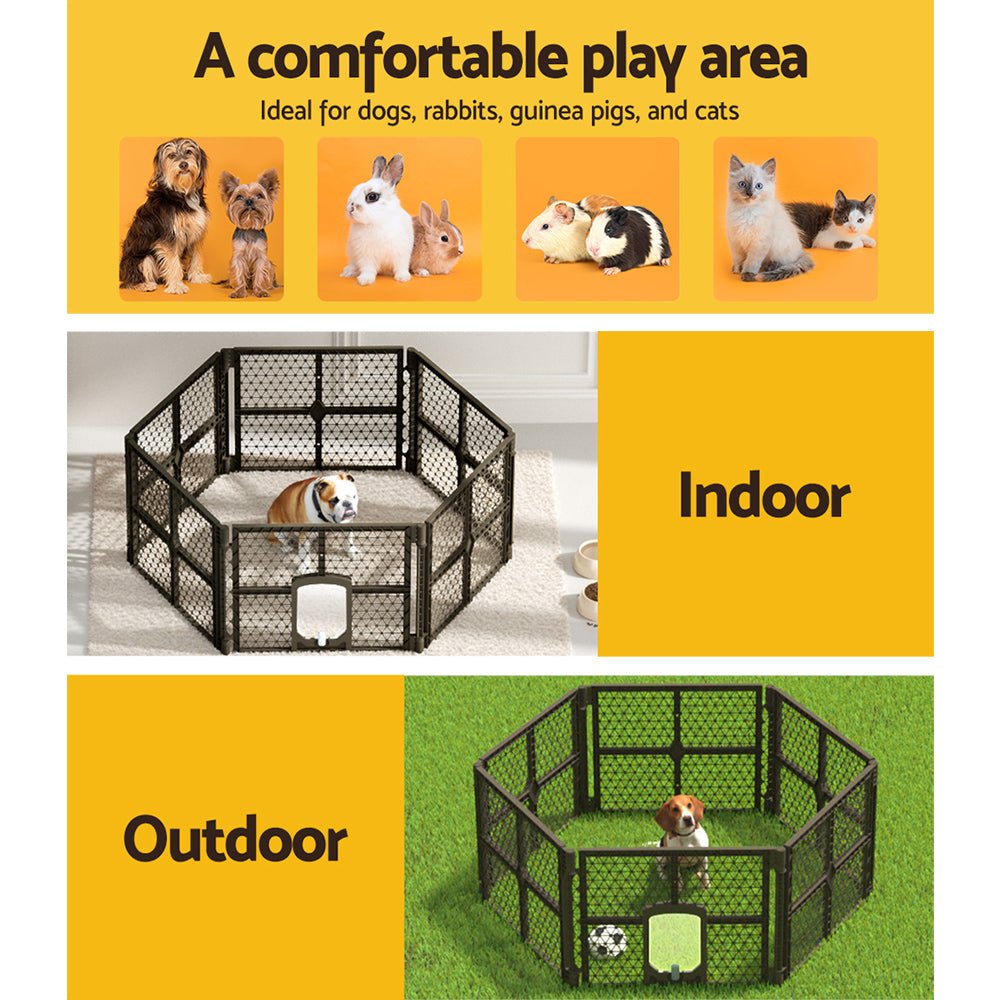 Dog Playpen Enclosure 6 Panel Pet Fence Plastic Play Pen - Pet Care > Dog Supplies > Dog Playpens & Gates - Rivercity House & Home Co. (ABN 18 642 972 209) - Affordable Modern Furniture Australia
