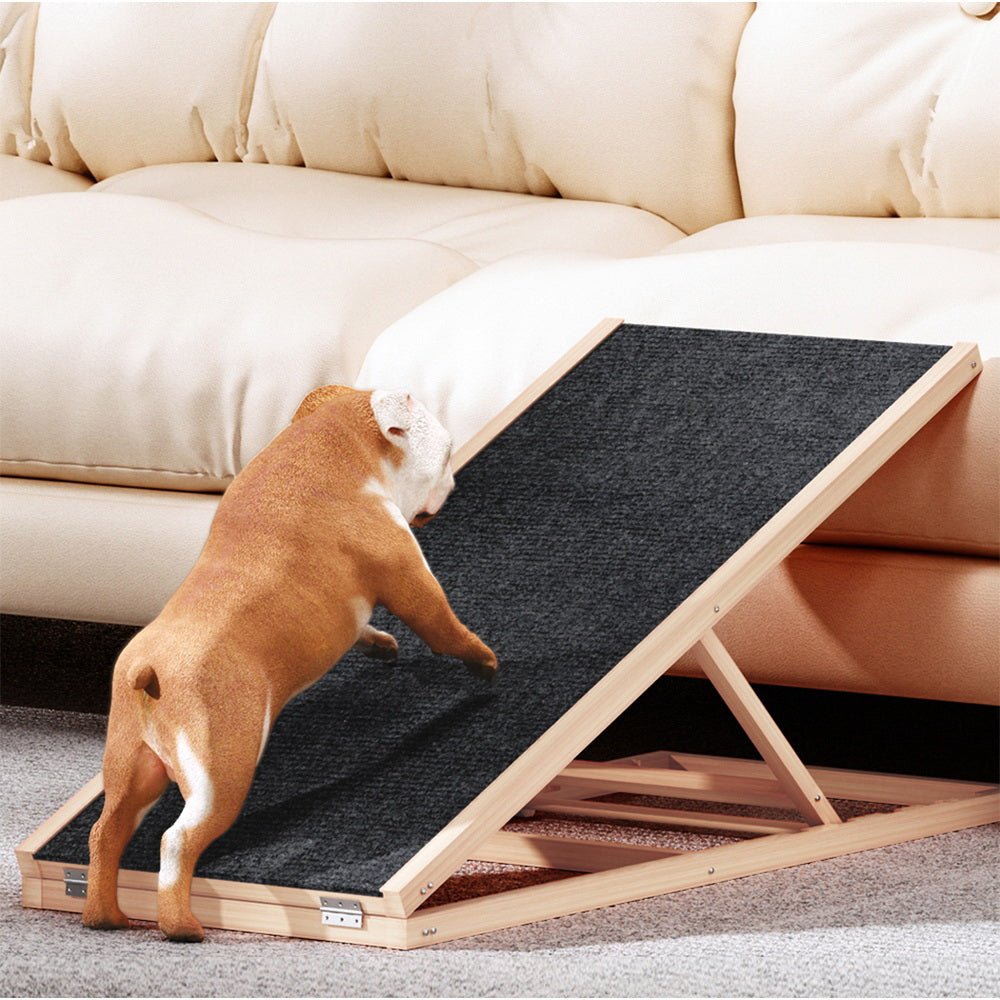 Dog Ramp 100cm Adjustable Height Wooden Steps Stairs For Bed Sofa Car Foldable - Pet Care > Dog Supplies > Dog Steps & Ramps - Rivercity House & Home Co. (ABN 18 642 972 209) - Affordable Modern Furniture Australia