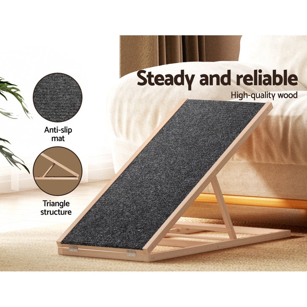 Dog Ramp 100cm Adjustable Height Wooden Steps Stairs For Bed Sofa Car Foldable - Pet Care > Dog Supplies > Dog Steps & Ramps - Rivercity House & Home Co. (ABN 18 642 972 209) - Affordable Modern Furniture Australia