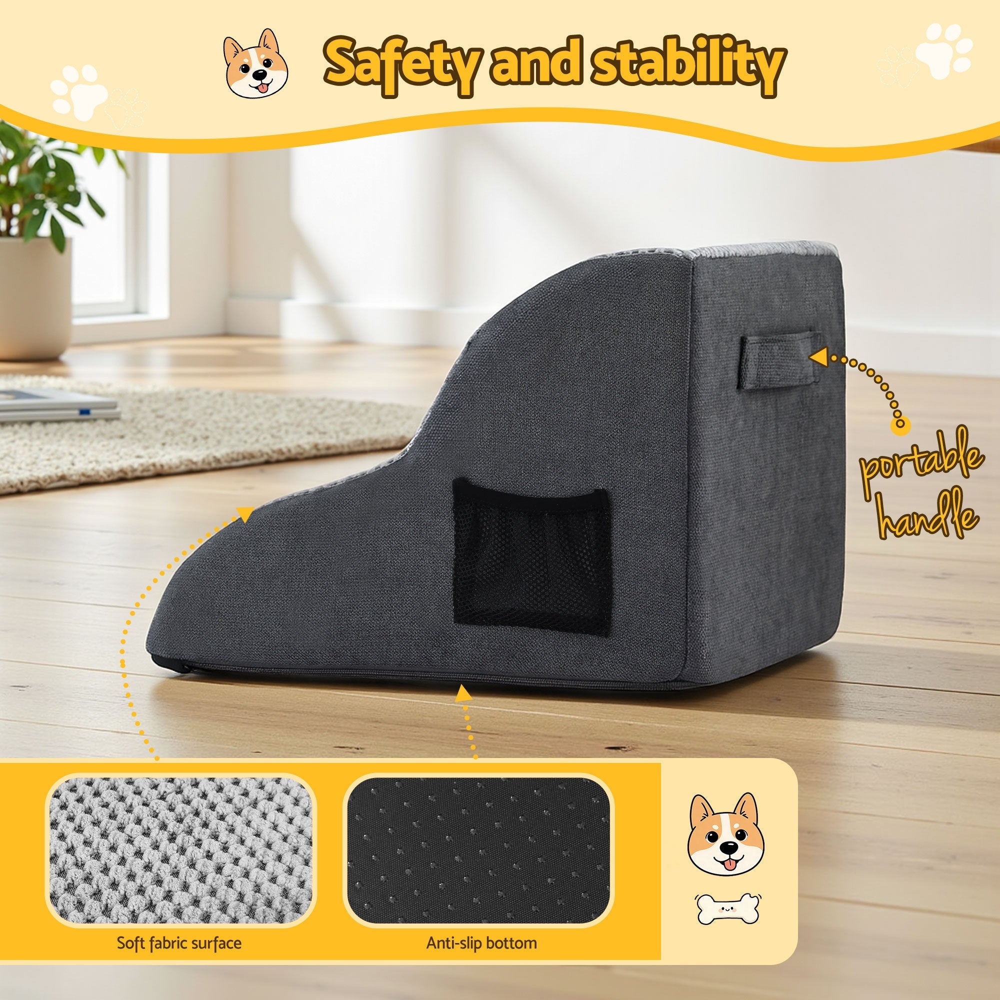 Dog Ramp 2 Steps For Small Dogs Bed Sofa Car Foam Non - Slip Pet Cat Stairs - Pet Care > Dog Supplies > Dog Steps & Ramps - Rivercity House & Home Co. (ABN 18 642 972 209) - Affordable Modern Furniture Australia