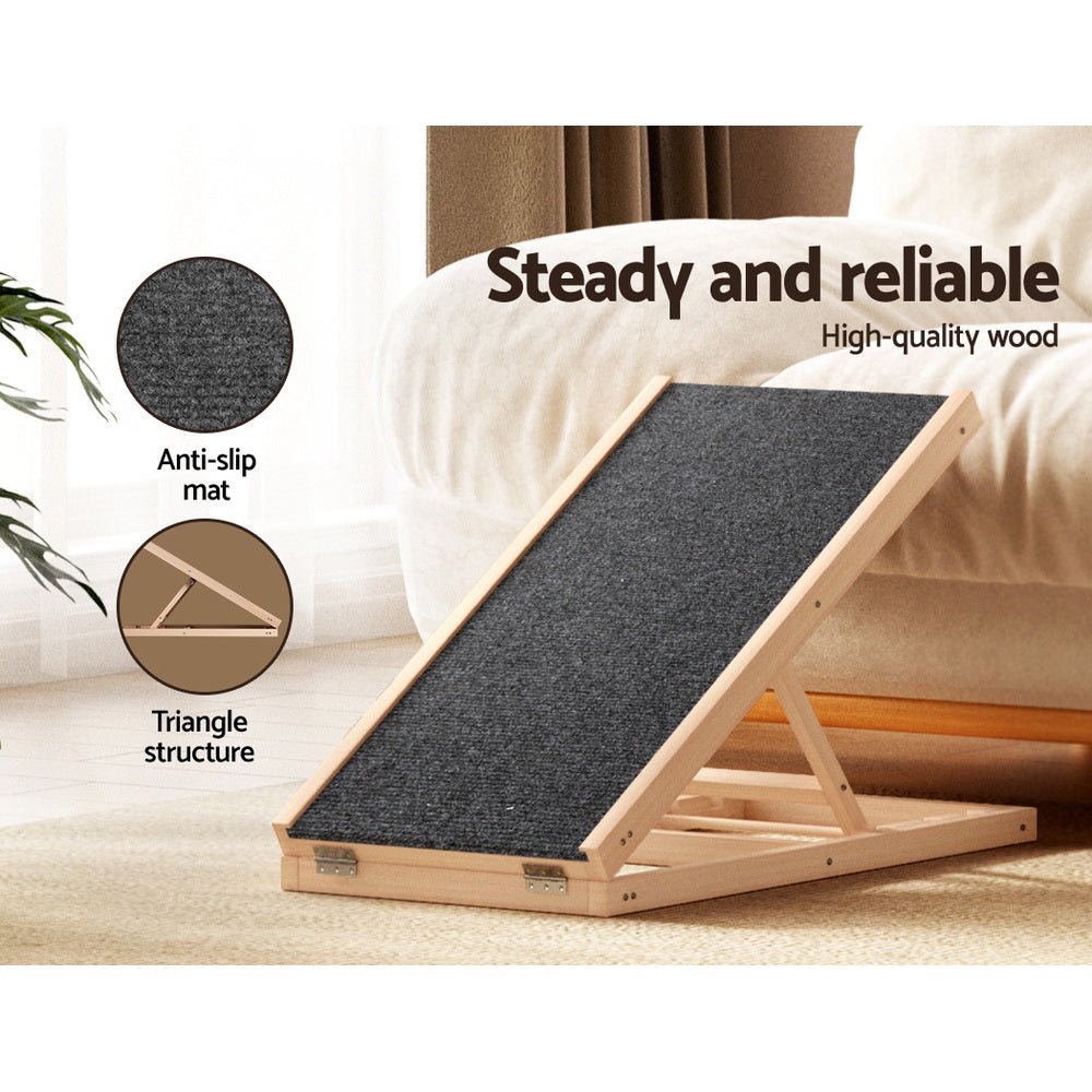 Dog Ramp 70cm Adjustable Height Wooden Steps Stairs For Bed Sofa Car Foldable - Pet Care > Dog Supplies > Dog Steps & Ramps - Rivercity House & Home Co. (ABN 18 642 972 209) - Affordable Modern Furniture Australia