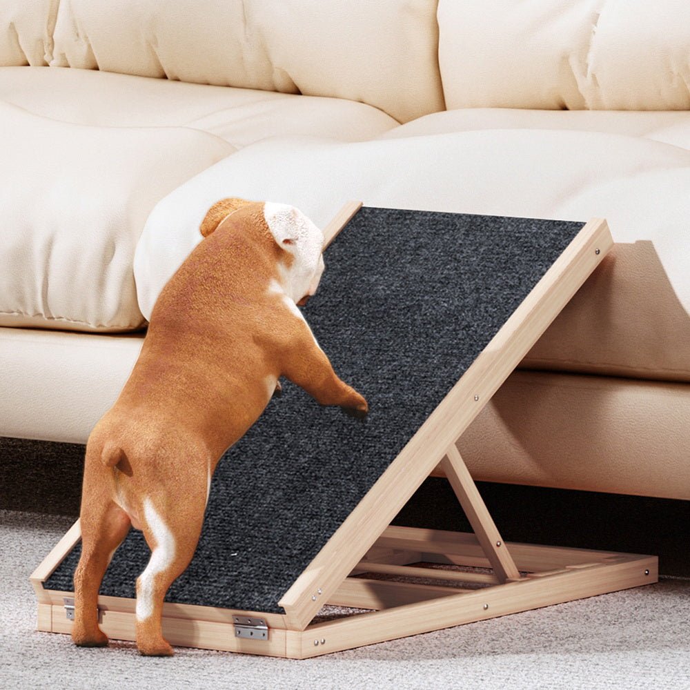 Dog Ramp 70cm Adjustable Height Wooden Steps Stairs For Bed Sofa Car Foldable - Pet Care > Dog Supplies > Dog Steps & Ramps - Rivercity House & Home Co. (ABN 18 642 972 209) - Affordable Modern Furniture Australia