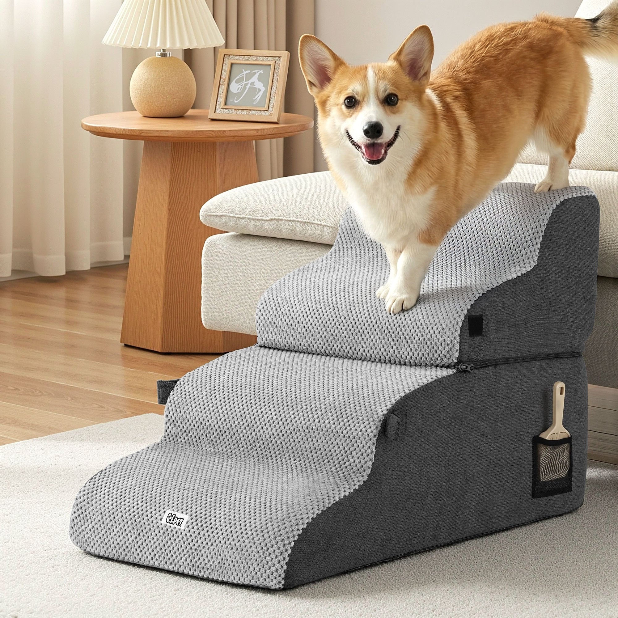 Dog Stairs and Bed 2 - in - 1 Sofa Car Foam Non - Slip Washable Pet Stairs Indoor Grey - Pet Care > Dog Supplies > Dog Steps & Ramps - Rivercity House & Home Co. (ABN 18 642 972 209) - Affordable Modern Furniture Australia