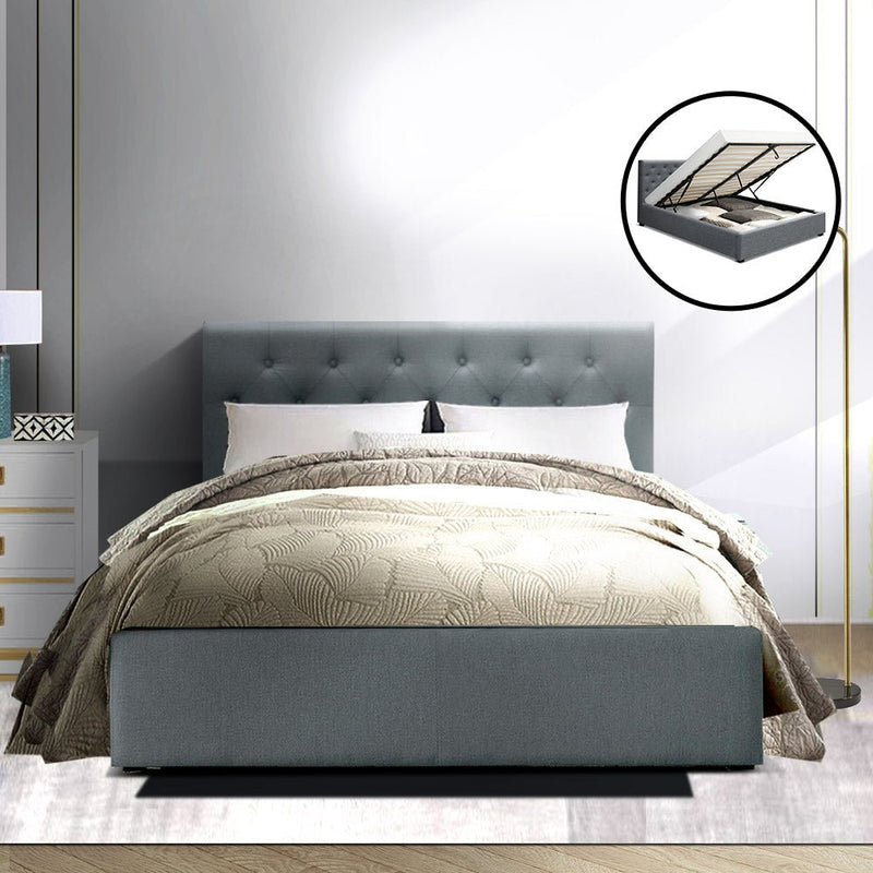 Dorilla Storage Double Bed Frame Grey - Rivercity House & Home Co. (ABN 18 642 972 209) - Affordable Modern Furniture Australia