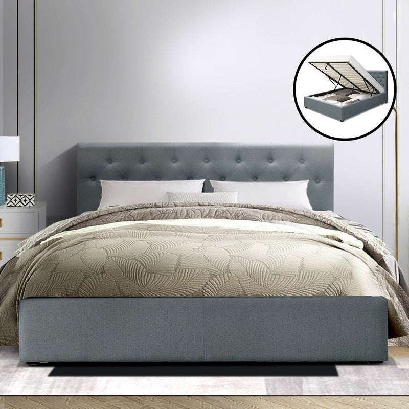 Dorilla Storage Queen Bed Frame Grey - Rivercity House & Home Co. (ABN 18 642 972 209) - Affordable Modern Furniture Australia