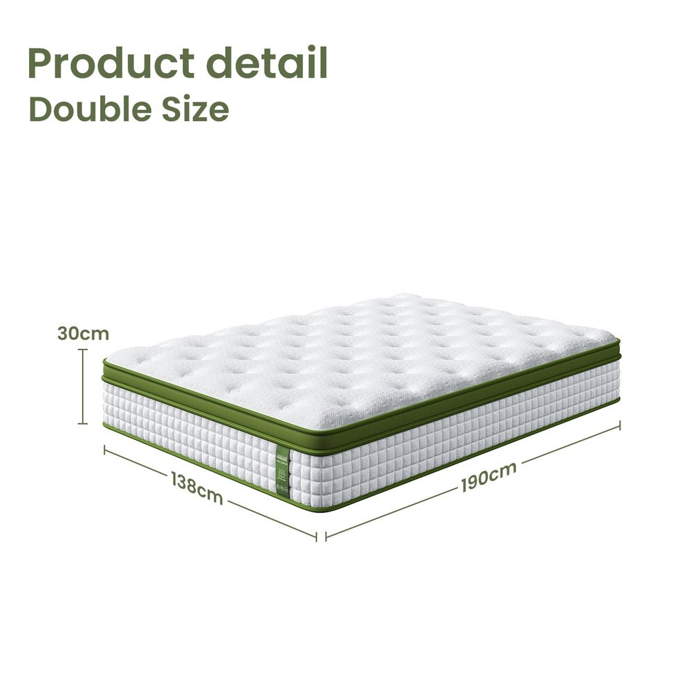 Double 30cm Hybrid Mattress Cooling Gel Memory Foam 5 Zone Pocket Spring Bed Temperature Regulating - Furniture > Mattresses > Double Mattress - Rivercity House & Home Co. (ABN 18 642 972 209) - Affordable Modern Furniture Australia