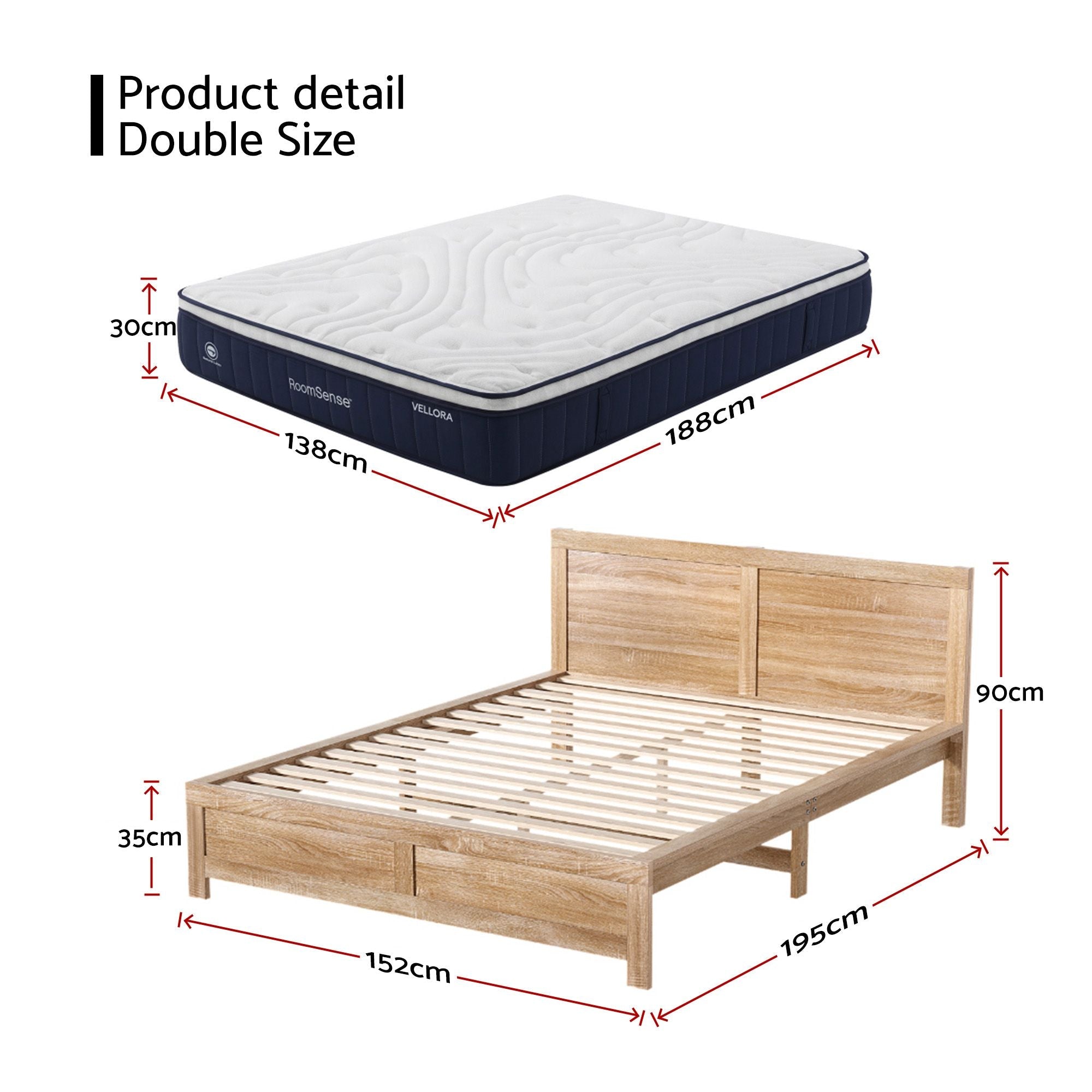 Double 30cm Medium Firm Latex Hybrid Mattress and Pine Bed Frame Bundle - Furniture > Bedroom > Beds & Bed Frames - Rivercity House & Home Co. (ABN 18 642 972 209) - Affordable Modern Furniture Australia