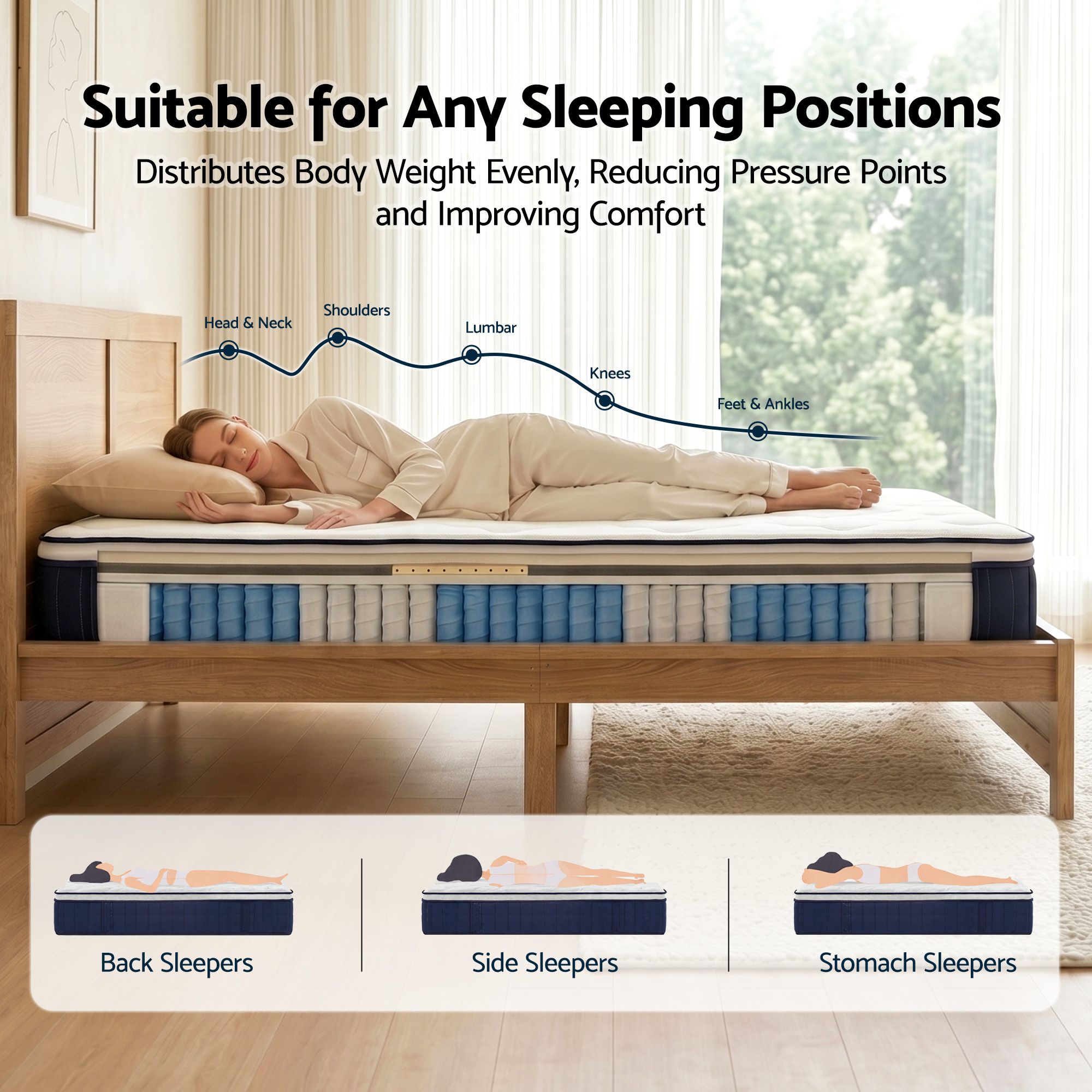 Double 30cm Medium Firm Latex Hybrid Mattress and Pine Bed Frame Bundle - Furniture > Bedroom > Beds & Bed Frames - Rivercity House & Home Co. (ABN 18 642 972 209) - Affordable Modern Furniture Australia