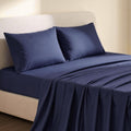 Double 500TC Cotton 4-Piece Sheet Set with 40cm Extra Deep Pocket for Thick Mattresses - Navy Blue