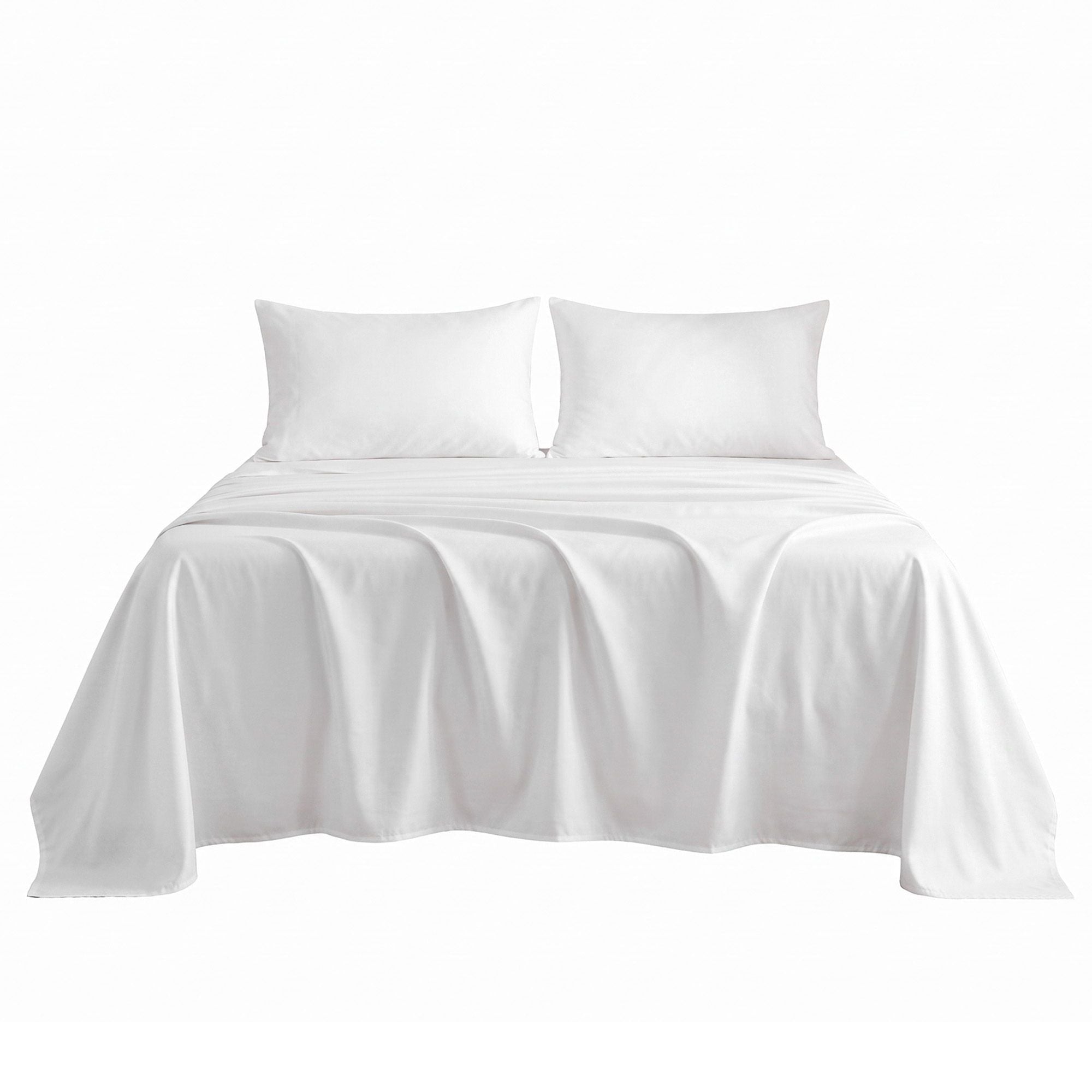Double 500TC Cotton 4Pcs Sheet Set with 40cm Extra Deep Pocket for Thick Mattresses Sateen Weave for Sweaty Nights White - Home & Garden > Bedding > Bed Sheets - Rivercity House & Home Co. (ABN 18 642 972 209) - Affordable Modern Furniture Australia