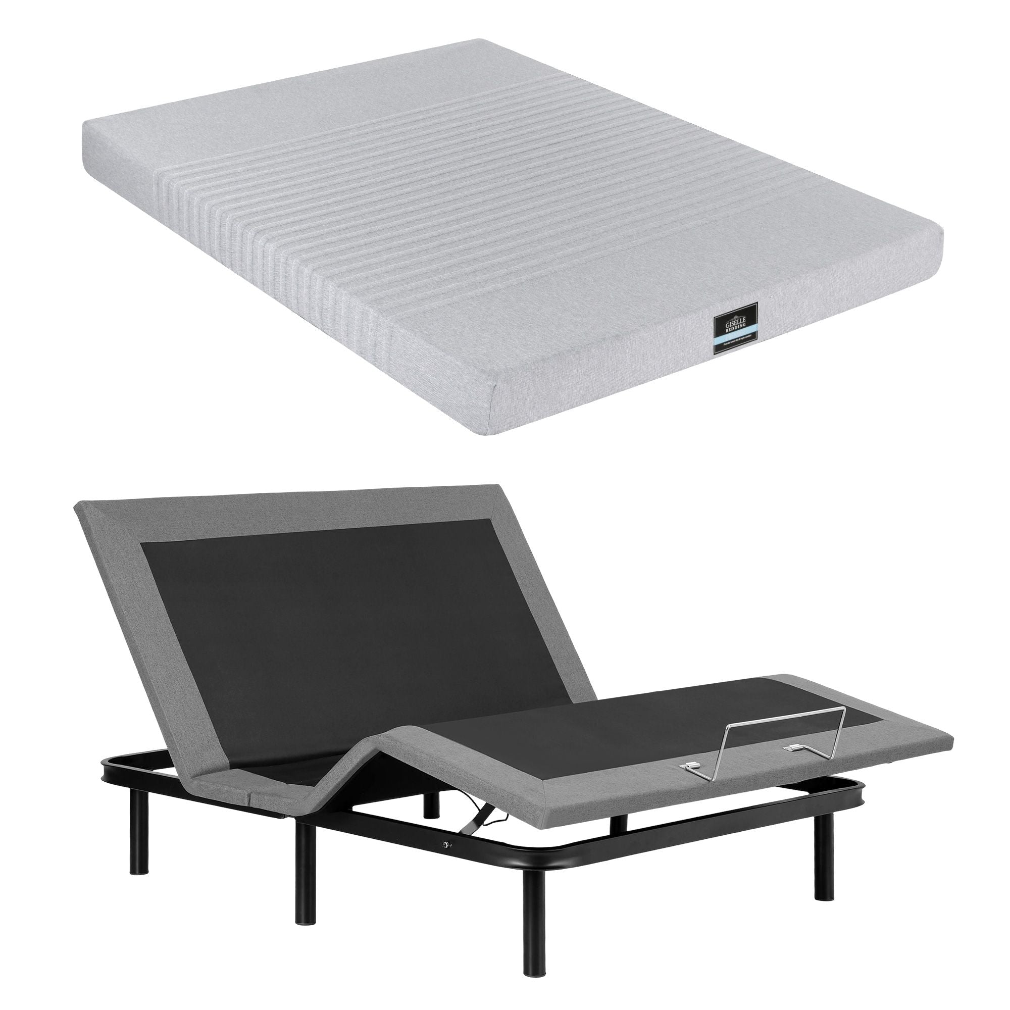 Double Bed Frame and Giselle Bedding Double Memory Foam Mattress Set, Electric Bed Base with Zero Gravity & 7 Zone Cooling Comfort for Back Pain Relief, Black & Grey,15cm Thickness - Furniture > Bedroom > Beds & Bed Frames - Rivercity House & Home Co. (ABN 18 642 972 209) - Affordable Modern Furniture Australia