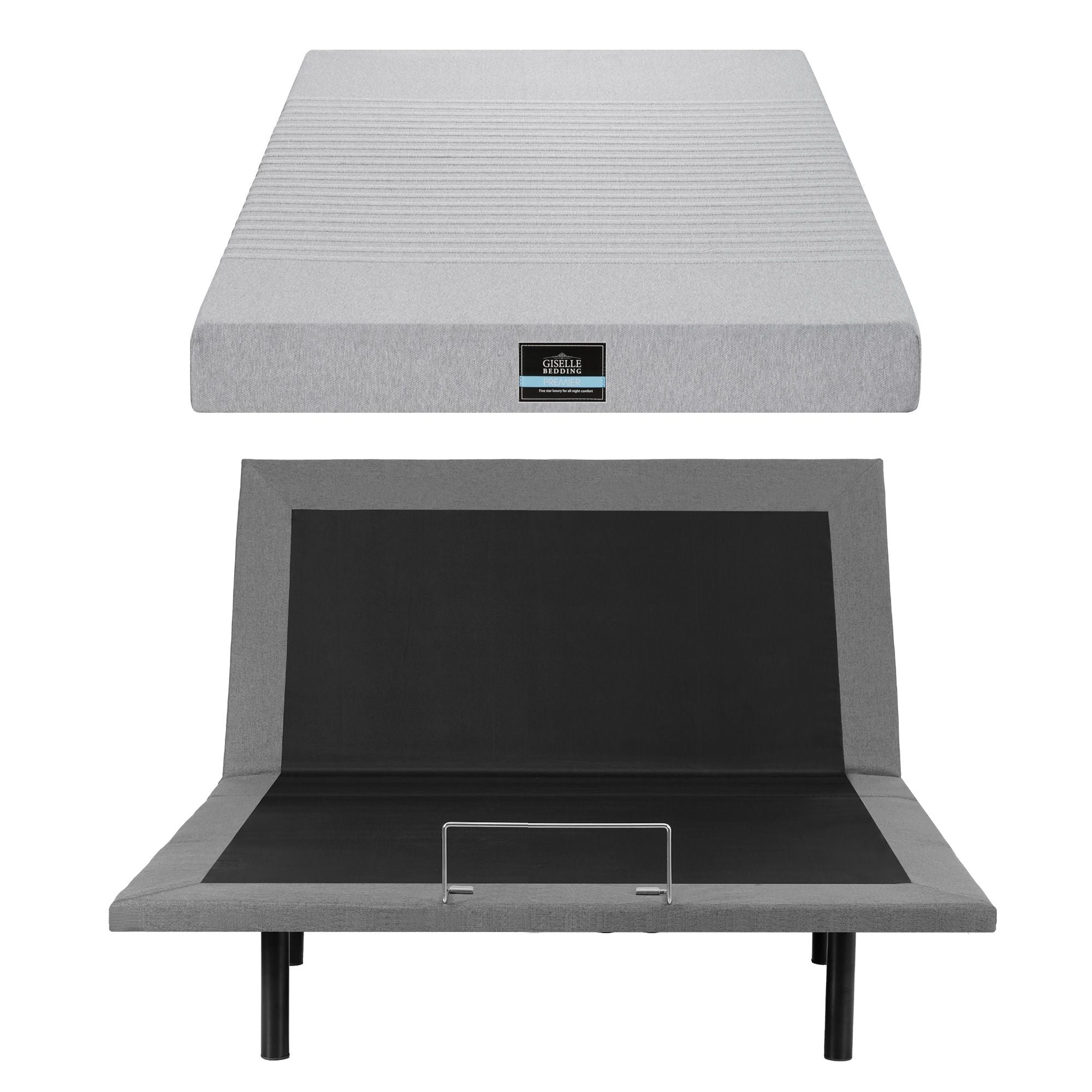 Double Bed Frame and Giselle Bedding Double Memory Foam Mattress Set, Electric Bed Base with Zero Gravity & 7 Zone Cooling Comfort for Back Pain Relief, Black & Grey,15cm Thickness - Furniture > Bedroom > Beds & Bed Frames - Rivercity House & Home Co. (ABN 18 642 972 209) - Affordable Modern Furniture Australia