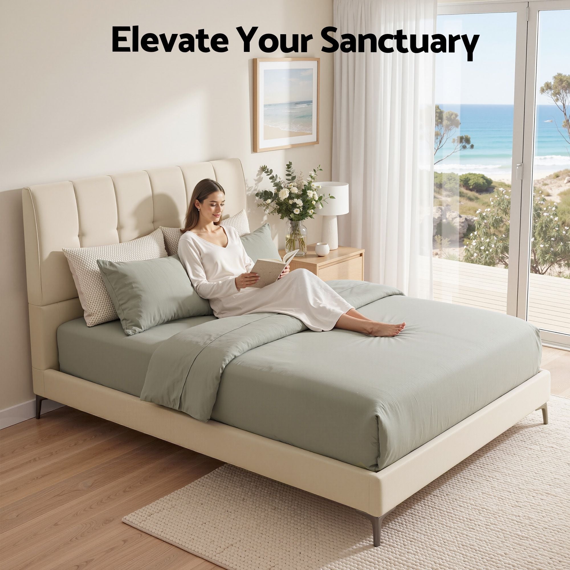 Double Bed Frame Upholstered Platform Bed with Tufted Headboard 300kg Support - Furniture > Bedroom > Beds & Bed Frames - Rivercity House & Home Co. (ABN 18 642 972 209) - Affordable Modern Furniture Australia