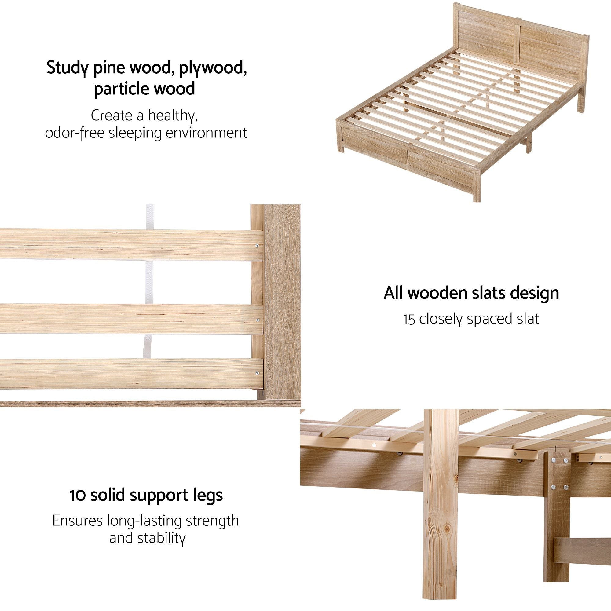 Double Bed Frame with 2 Drawers Bedroom Furniture - Furniture > Bedroom > Beds & Bed Frames - Rivercity House & Home Co. (ABN 18 642 972 209) - Affordable Modern Furniture Australia