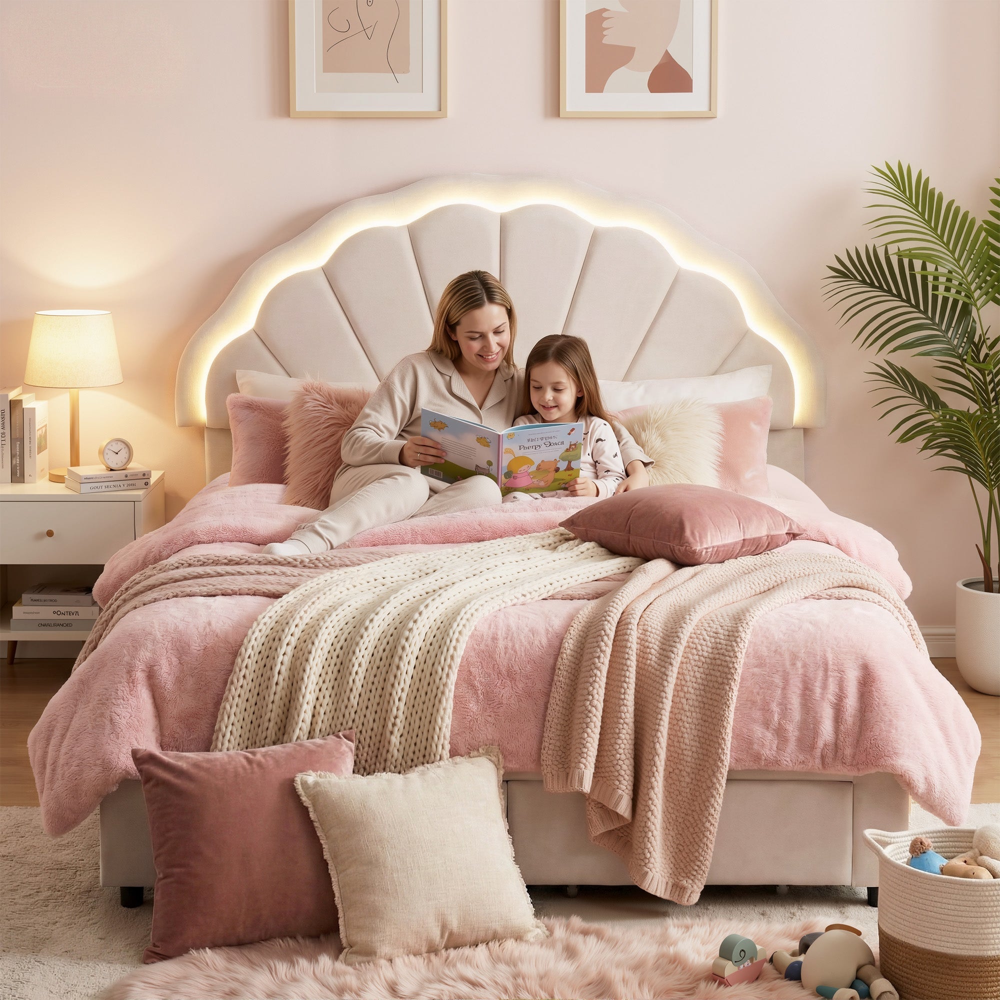 Double Bed Frame with 2 Storage Drawers Upholstered Velvet Platform Bed LED Headboard - Furniture > Bedroom > Beds & Bed Frames - Rivercity House & Home Co. (ABN 18 642 972 209) - Affordable Modern Furniture Australia