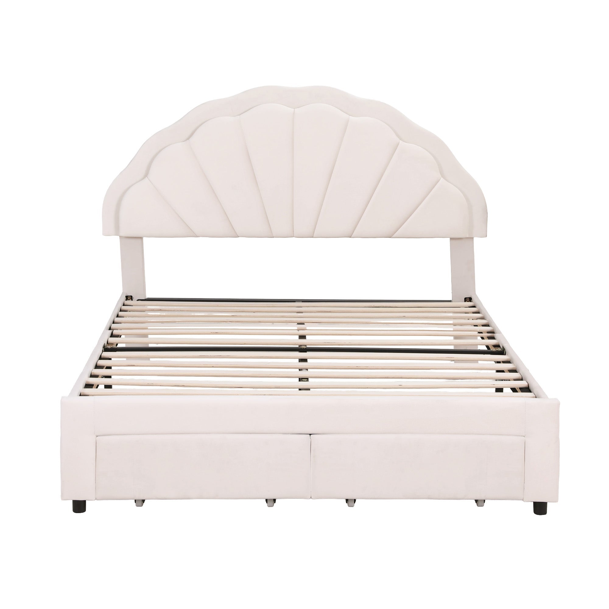 Double Bed Frame with 2 Storage Drawers Upholstered Velvet Platform Bed LED Headboard - Furniture > Bedroom > Beds & Bed Frames - Rivercity House & Home Co. (ABN 18 642 972 209) - Affordable Modern Furniture Australia