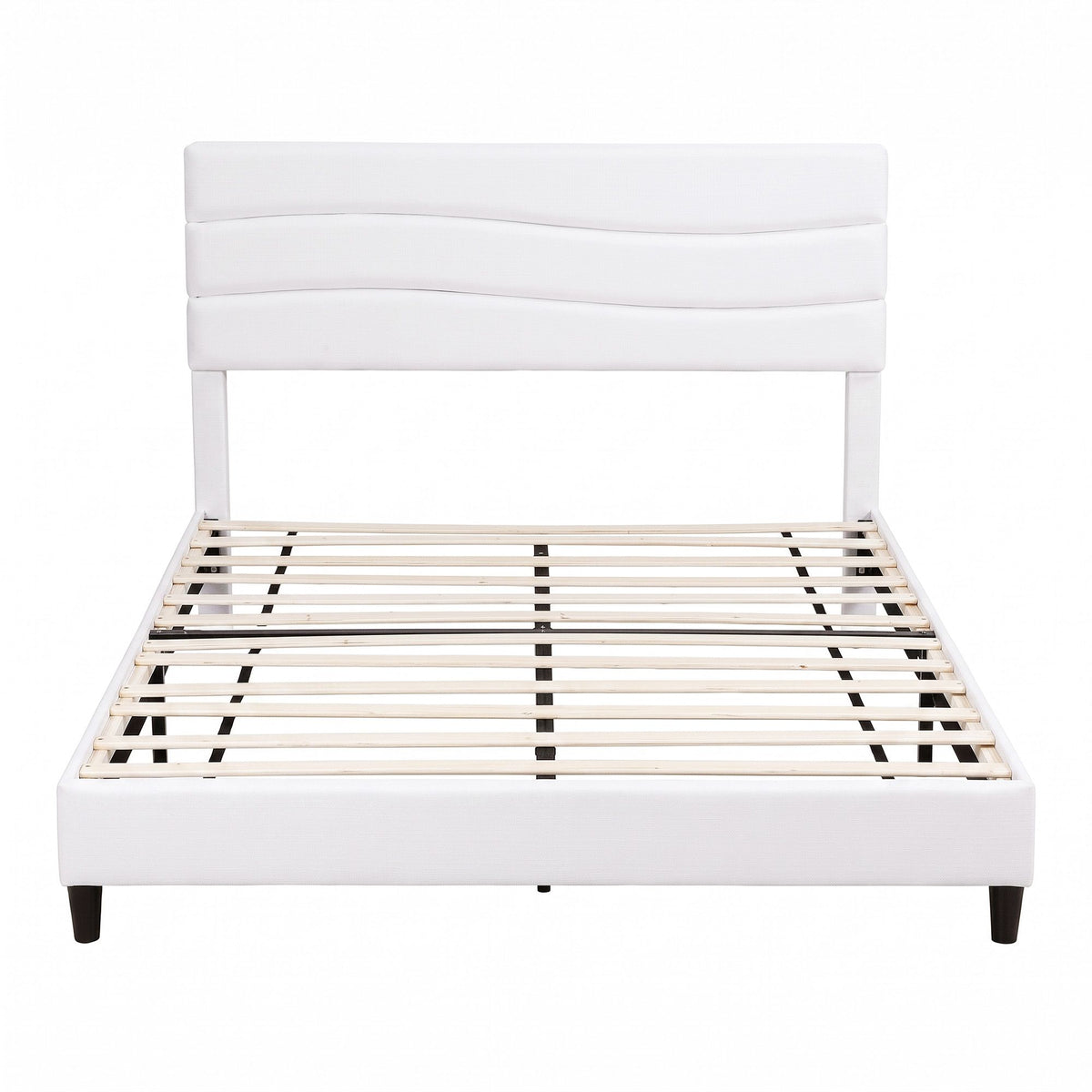Double Bed Frame with Adjustable Linen Headboard, Platform Base & Charging Ports - Furniture > Bedroom > Beds & Bed Frames - Rivercity House & Home Co. (ABN 18 642 972 209) - Affordable Modern Furniture Australia