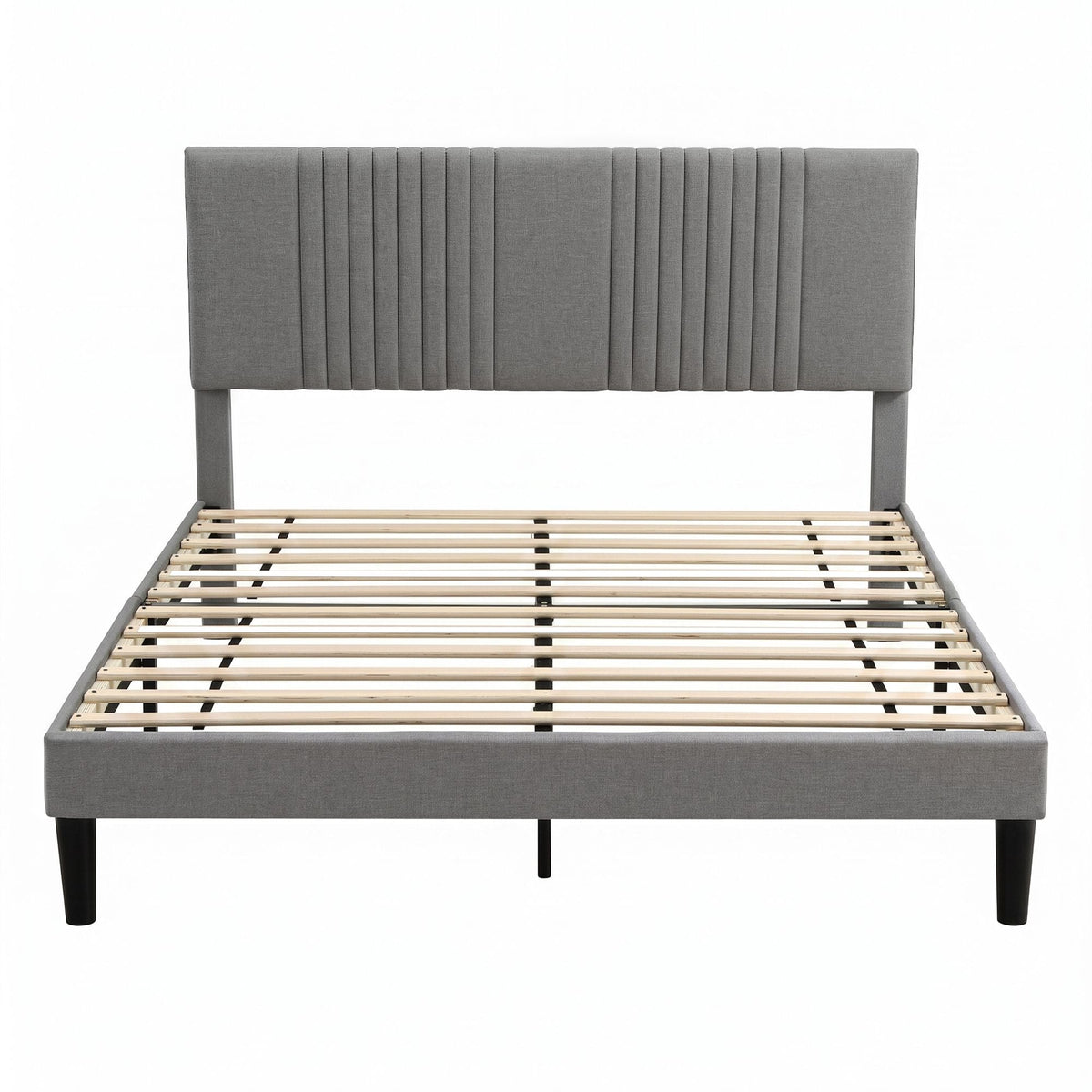 Double Bed Frame with Adjustable Upholstered Headboard, 300kg Capacity - Grey - Furniture > Bedroom > Beds & Bed Frames - Rivercity House & Home Co. (ABN 18 642 972 209) - Affordable Modern Furniture Australia
