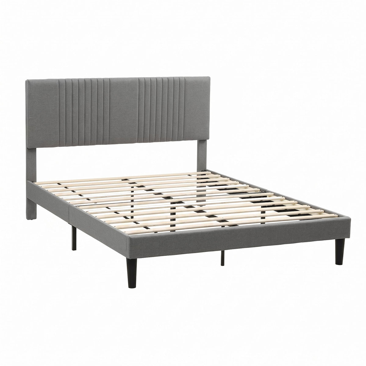 Double Bed Frame with Adjustable Upholstered Headboard, 300kg Capacity - Grey - Furniture > Bedroom > Beds & Bed Frames - Rivercity House & Home Co. (ABN 18 642 972 209) - Affordable Modern Furniture Australia