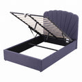 Double Bed Frame with Hydraulic Lift Storage and USB Ports - Grey