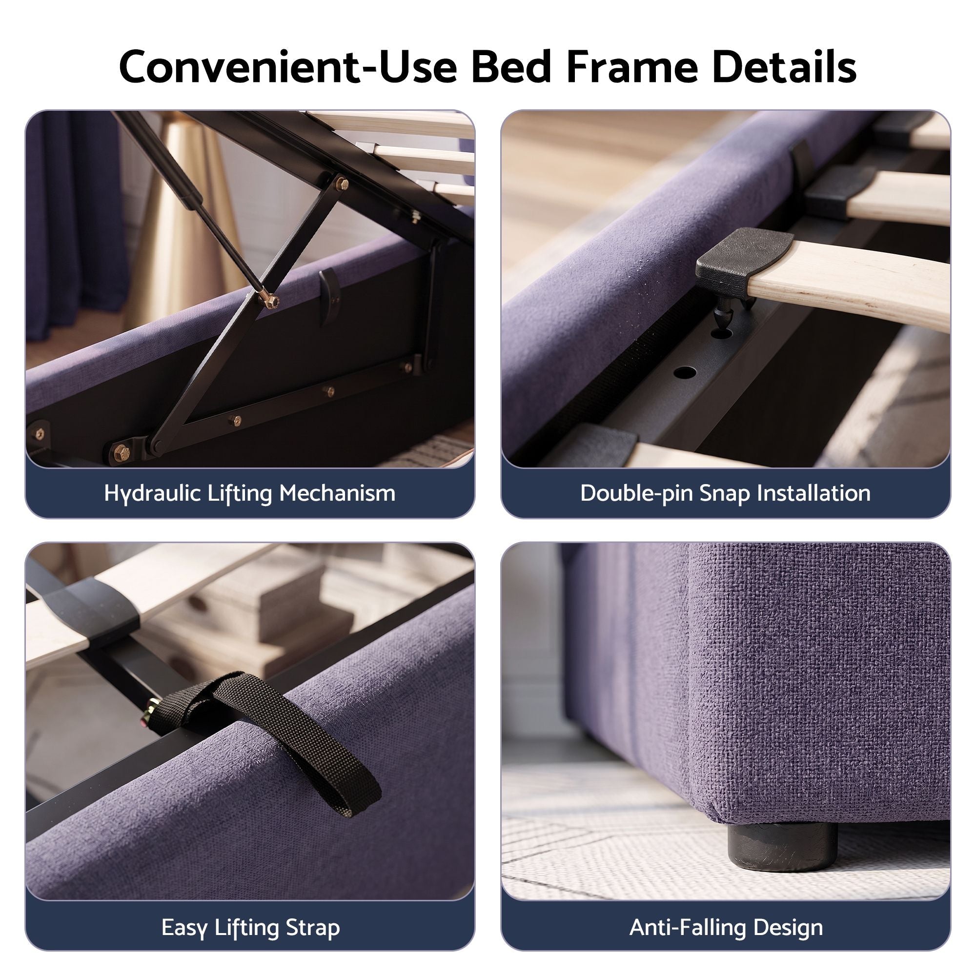 Double Bed Frame with Hydraulic Lift Storage and USB Ports - Grey - Furniture > Bedroom > Beds & Bed Frames - Rivercity House & Home Co. (ABN 18 642 972 209) - Affordable Modern Furniture Australia