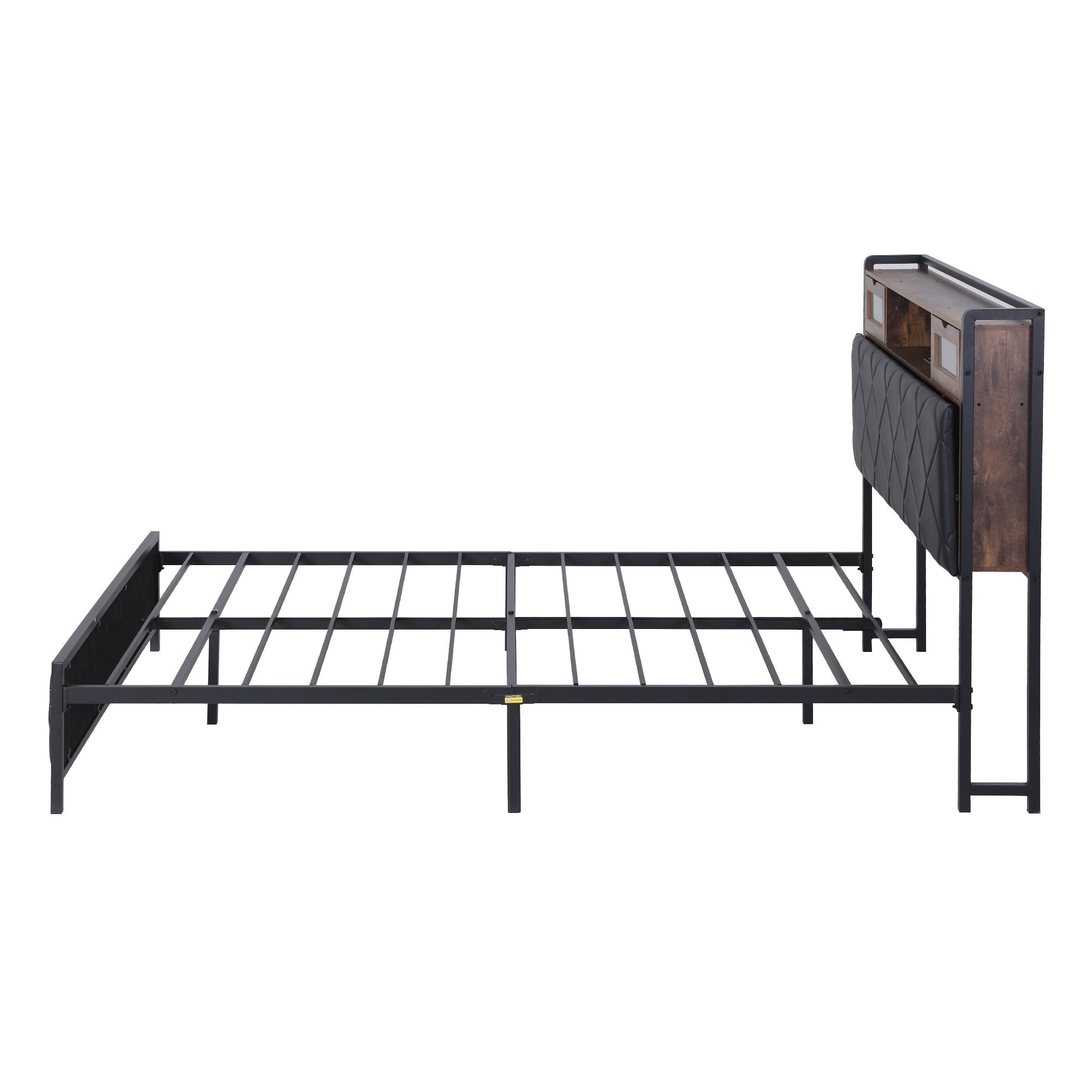 Double Bed Frame with LED Lights Storage Headboard 2 USB 2 AC Outlets Charging Station - Furniture > Bedroom > Beds & Bed Frames - Rivercity House & Home Co. (ABN 18 642 972 209) - Affordable Modern Furniture Australia