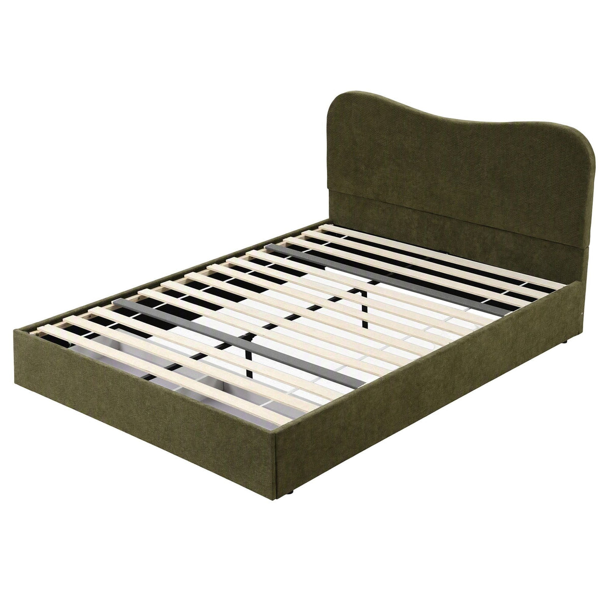 Double Bed Frame with Storage Drawer and Chenille Curved Headboard - Furniture > Bedroom > Beds & Bed Frames - Rivercity House & Home Co. (ABN 18 642 972 209) - Affordable Modern Furniture Australia