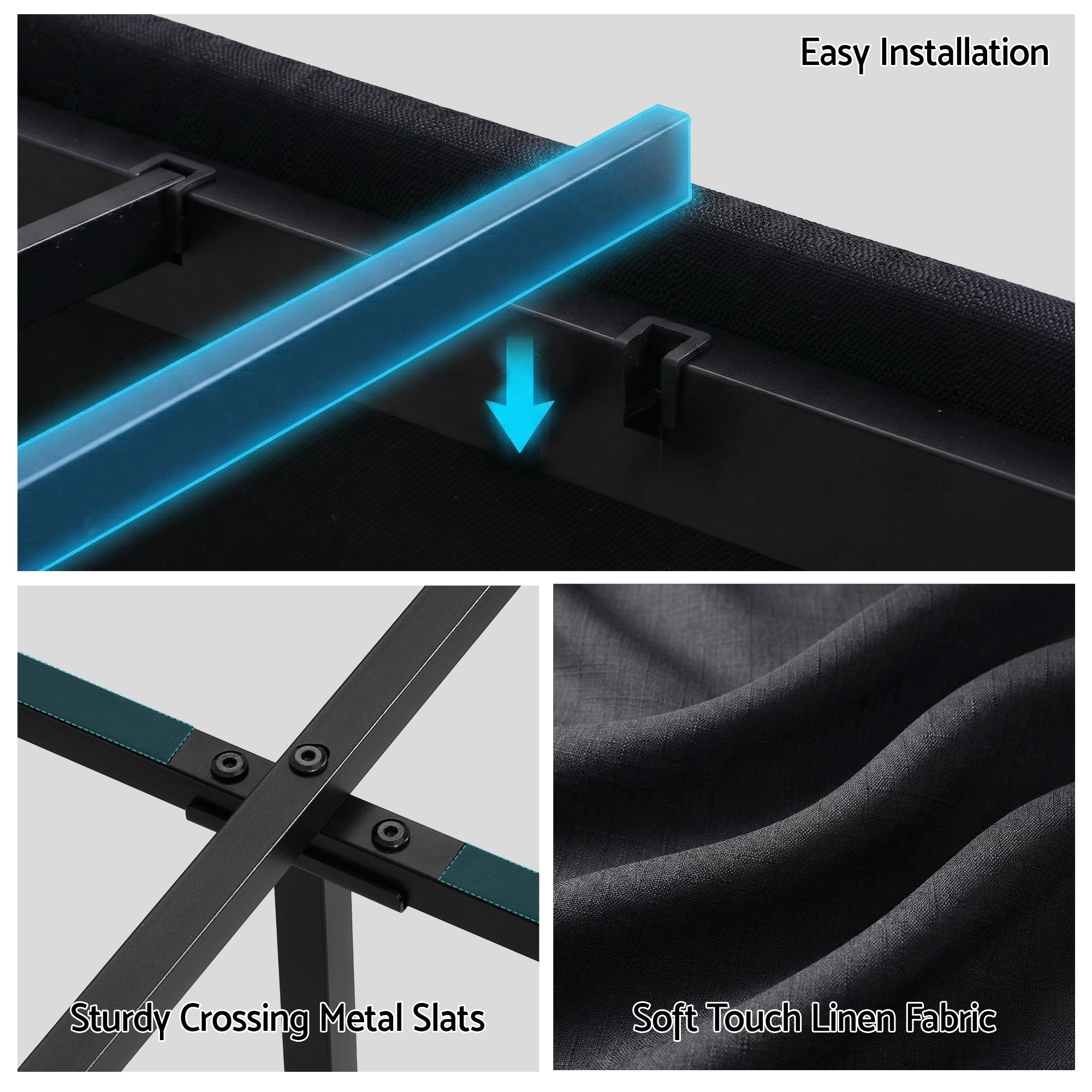 Double Bed Frame with Storage Drawers RGB Lights Charging Station Upholstered Fabric - Furniture > Bedroom > Beds & Bed Frames - Rivercity House & Home Co. (ABN 18 642 972 209) - Affordable Modern Furniture Australia
