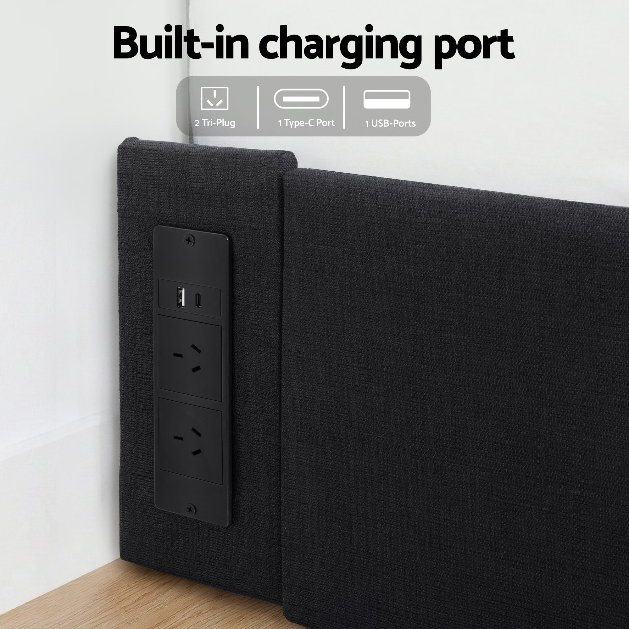 Double Bed Frame with Storage Drawers RGB Lights Charging Station Upholstered Fabric - Furniture > Bedroom > Beds & Bed Frames - Rivercity House & Home Co. (ABN 18 642 972 209) - Affordable Modern Furniture Australia