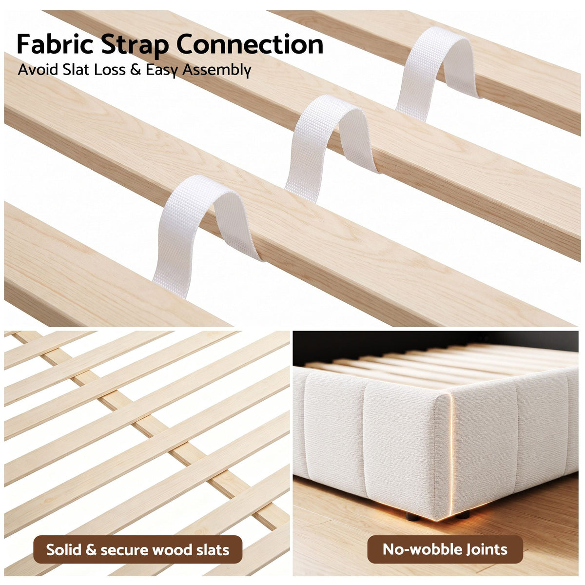Double Bed Frame with Tufted Headboard, Charging Ports & LED Lights - Furniture > Bedroom > Beds & Bed Frames - Rivercity House & Home Co. (ABN 18 642 972 209) - Affordable Modern Furniture Australia