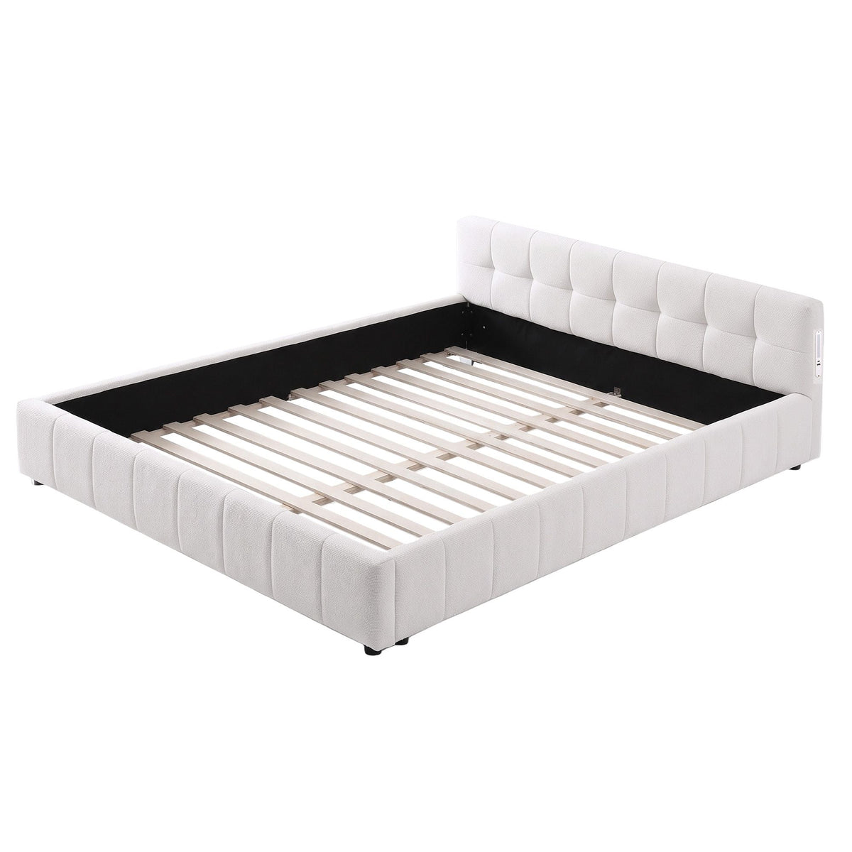 Double Bed Frame with Tufted Headboard, Charging Ports & LED Lights - Furniture > Bedroom > Beds & Bed Frames - Rivercity House & Home Co. (ABN 18 642 972 209) - Affordable Modern Furniture Australia