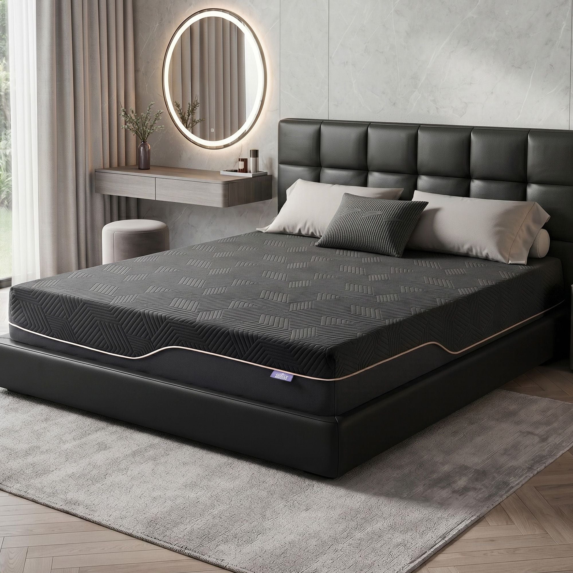 Double Cooling Gel Memory Foam Mattress Medium Firm 30cm - Black - Furniture > Mattresses > Mattress Toppers - Rivercity House & Home Co. (ABN 18 642 972 209) - Affordable Modern Furniture Australia