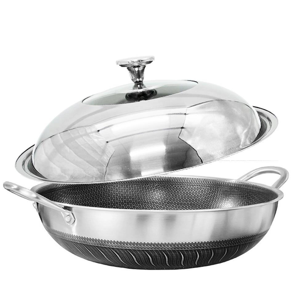 Double Ear 304 Stainless Steel 40cm Non - Stick Stir Fry Cooking Kitchen Wok Pan with Lid Honeycomb Double Sided - Audio & Video > Musical Instrument & Accessories > Audio Accessories - Rivercity House & Home Co. (ABN 18 642 972 209) - Affordable Modern Furniture Australia
