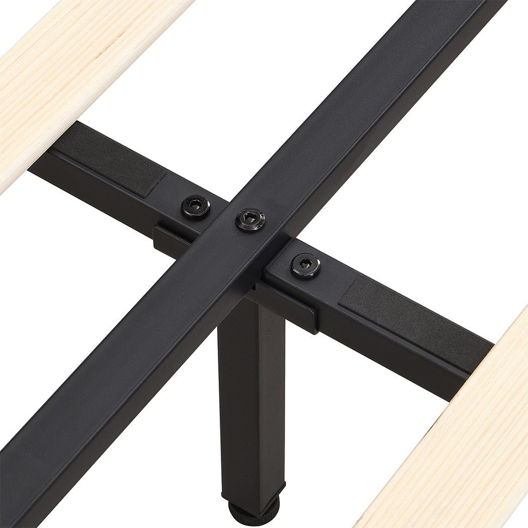Double Floating Bed Frame with Headboard LED Lights Mattress Base - Black - Rivercity House & Home Co. (ABN 18 642 972 209) - Affordable Modern Furniture Australia