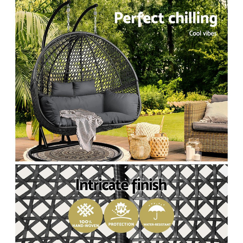 Double Hanging Wicker Swing Chair - Brand - Rivercity House & Home Co. (ABN 18 642 972 209) - Affordable Modern Furniture Australia