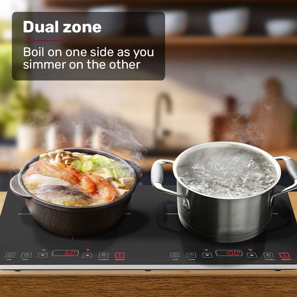 Double Induction Cooktop, 9 Heat Levels, Fast Electric Portable Cooker, Touch Controls, Standard 10A Power Plug - Appliances > Kitchen Appliances > Cooktops & Stoves - Rivercity House & Home Co. (ABN 18 642 972 209) - Affordable Modern Furniture Australia