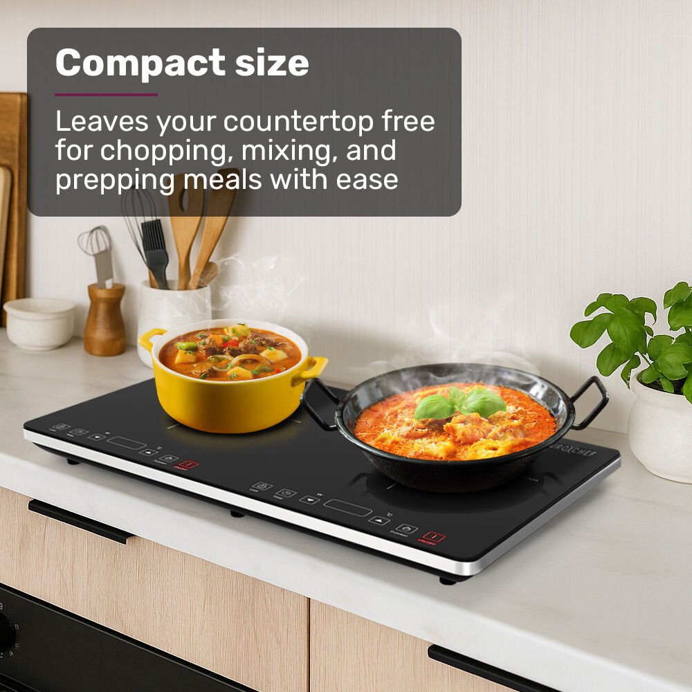 Double Induction Cooktop, 9 Heat Levels, Fast Electric Portable Cooker, Touch Controls, Standard 10A Power Plug - Appliances > Kitchen Appliances > Cooktops & Stoves - Rivercity House & Home Co. (ABN 18 642 972 209) - Affordable Modern Furniture Australia