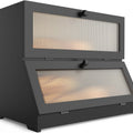 Double Layer Bamboo Bread Box with Clear Window Large Capacity Kitchen Storage Container - Black
